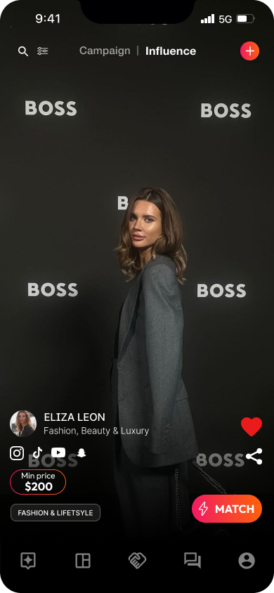 Eliza Leonova at Hugo Boss Fashion Show.